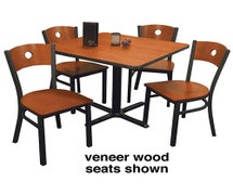 Central Restaurant Combo Deal Circle Back Chair - (4) Chairs with Wood Seats, (1) 36"x36" Table
