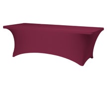Contour Table Cover - Solid Pattern, For Standard Height Tables Up to 6 Feet Wide, Burgundy