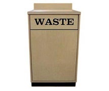 Laminate Waste Receptacle Woodgrain Finish, Walnut, White Letters