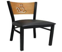 Coffee House Chair Flat Black Metal Finish, Black Vinyl Upholstered Seat