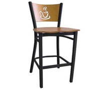 Coffee House Bar Stool Flat Black Metal Finish, Grade A2 Vinyl Seat