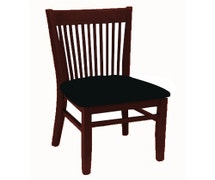 ATS Spindle Back Wood Chair, Mahogany Frame, Black Vinyl Seat