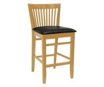 ATS Spindle Back Wood Barstool, Cherry Frame, Black Vinyl Seat