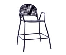 ATS 90B-BS Metal Powder Coated Outdoor Barstool with Arms