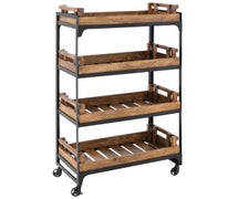 Expressly Hubert Vintage Black Iron 4-Tier Farmer's Crate Display Shelf - 31"L x 19 3/4"D x 55"H