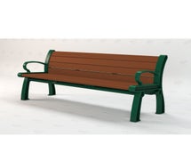 Frog Furnishings Heritage Bench, 6 Ft. Wide, Green Frame, Brown Seat