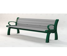 Frog Furnishings Heritage Bench, 6 Ft. Wide, Green Frame, Gray Seat
