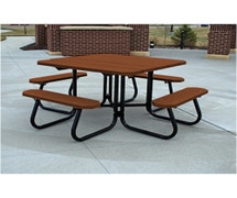 Frog Furnishings Square Picnic Table, 4 Ft. Wide, Brown