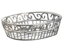 American Metalcraft SSOC97 Stainless Steel, Oval Bread Basket with Scroll Design