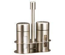 Salt and Pepper Shaker Set With Caddy, Stainless Steel