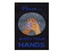 M+A Matting Please Wash Your Hands Carpeted Message Mat, 3'x5'
