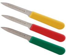 AllPoints 137-1282 - Chef Knife By Mundial 3 1/4", 3 Pc, 1 Red, 1 Yellow, 1 Green Handle