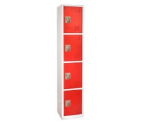 Alpine ADI629-204-RED AdirOffice Large Four-Door Locker with Four Hooks, 72"H, Red