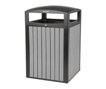 Alpine ALP471-40-WD-GRY 40-Gallon Outdoor Trash Can with Slatted, Recycled Plastic Panels, Gray