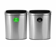 Alpine ALP470-40L-CO-T Slim 10.5-Gallon Open Stainless Steel Compost and Trash Containers