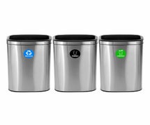 Alpine ALP470-40L-R-T-CO Slim 10.5-Gallon Open Stainless Steel Recycling, Compost, and Trash Containers