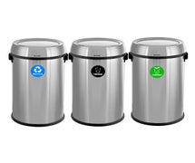 Alpine ALP470-65L-1-R-T-CO Slim 17-Gallon Indoor Stainless Steel Recycling, Compost, and Trash Containers