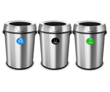 Alpine ALP470-65L-R-T-CO Slim 17-Gallon Open Stainless Steel Recycling, Compost, and Trash Containers