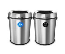 Alpine ALP470-65L-R-T Slim 17-Gallon Open Stainless Steel Recycling and Trash Containers