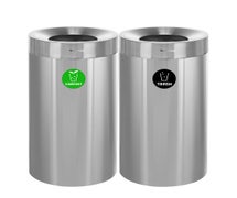 Alpine ALP475-27-CO-T Slim 27-Gallon Open Stainless Steel Compost and Trash Containers