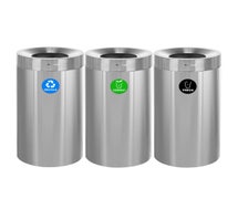 Alpine ALP475-27-R-T-CO Slim 27-Gallon Open Stainless Steel Recycling, Compost, and Trash Containers
