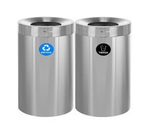 Alpine ALP475-27-R-T Slim 27-Gallon Open Stainless Steel Recycling and Trash Containers