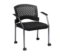 Office Star Products 8640-30 Titanium Finish Rolling Black Visitors Chair