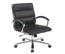 Office Star Products FL5388C-U6 Mid Back Executive Black Faux Leather Chair
