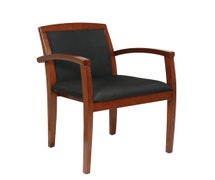 Office Star Products KEN-1292-LCH Light Cherry Leg Chair w/ Upholstered Seat, Wood Slat Back, 2/CS