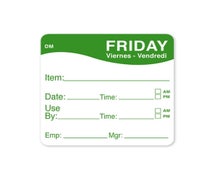 Daymark IT1100535 - Food Rotation Labels - Day of the Week, Dissolvable, 2"Wx2"D Square