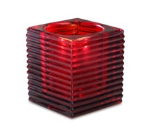 Glass Candle Lamp, Ribbed Style, Red