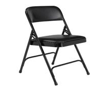 Padded Metal Folding Chair Double Hinge, Upholstered Seat and Back, Black Frame and Upholstery