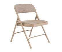 Padded Metal Folding Chair Deluxe, Double Hinge, Fabric Seat and Back, Beige Frame and Upholstery