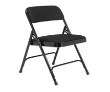 Padded Metal Folding Chair Deluxe, Double Hinge, Fabric Seat and Back, Black Frame and Upholstery