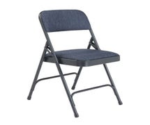 Padded Metal Folding Chair Deluxe, Double Hinge, Fabric Seat and Back, Blue Frame and Upholstery