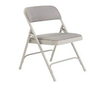 Padded Metal Folding Chair Deluxe, Double Hinge, Fabric Seat and Back, Gray Frame and Upholstery