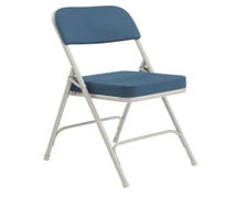National Public Seating 3200 Series Padded Metal Folding Chair 2" Thick Box Seat, Gray Frame and Blue Upholstery