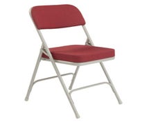 National Public Seating 3200 Series Padded Metal Folding Chair 2" Thick Box Seat, Gray Frame and Burgundy Upholstery