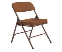 National Public Seating 3200 Series Padded Metal Folding Chair 2" Thick Box Seat, Brown Frame and Gold Upholstery