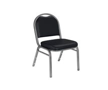 National Public Seating 9200 Dome Back Stack Chair, Silver Vein Frame and Black Vinyl Seat