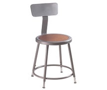 National Public Seating 6224B Steel Stool With Backrest, Round Hardboard Seat - 24" Seat Height
