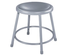 National Public Seating 6418 Backless Steel Stool, Gray Padded Seat - 18" Seat Height