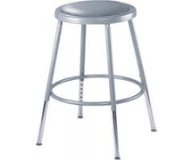 National Public Seating 6418H Backless Steel Stool, Gray Padded Seat - Adjustable Seat Height, 19" to 26-1/2"H
