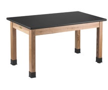 National Public Seating SLT2-3072H High Pressure Laminate Top Science Lab Table, 30" X 72" X 36", Black Top & Ashwood Legs