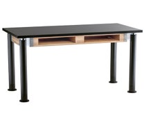 National Public Seating SLT4-2472PB Adjustable Science Table w/ Book Compartments, 24" X 72", Phenolic Top