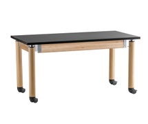 National Public Seating SLT5-2472PC Adjustable Science Table w/ Oak Caster Legs, 24" X 72", Phenolic Top