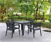 Compamia ISP1642S-DGR Artemis Resin Square Dining Set with 4 arm chairs Dark Gray, EA of 1/EA