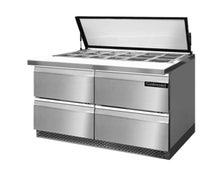 Continental Refrigerator SW48-18M-HGL-FB-D Mighty Top Sandwich Prep Table With Hinged Glass Lid, Front Breather, 48"W