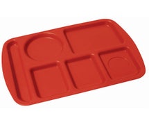 Six Compartment Trays, ABS, 15"Wx10"D, Red