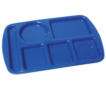 Polypropylene Six Compartment Trays, Polypropylene, 15"Wx10"D, Blue